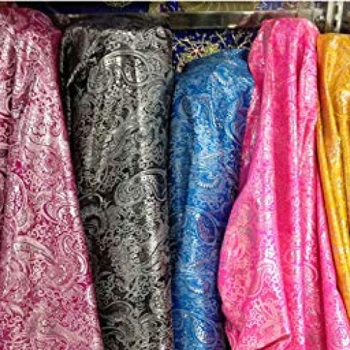 Pukido 50148cm Shining Jacquard Paisley Metallic Brocade Fabric fo...
