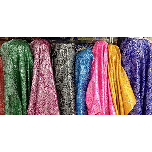 Pukido 50148cm Shining Jacquard Paisley Metallic Brocade Fabric fo...