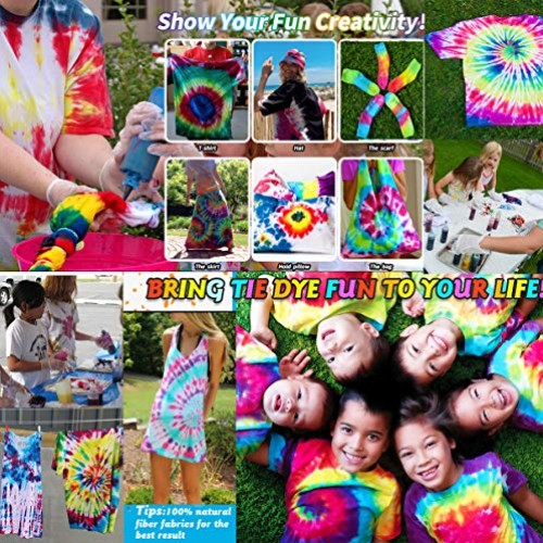 Tie Dye Kits, Tye Dye Kit, 6 Packs Refill Dye, One-Step Fabric Dye...
