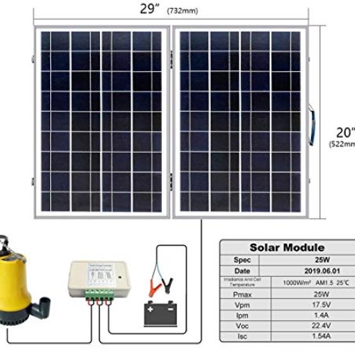 Pumplus 40W Foldable Solar Panel with 12V Large Flow Solar Water P...