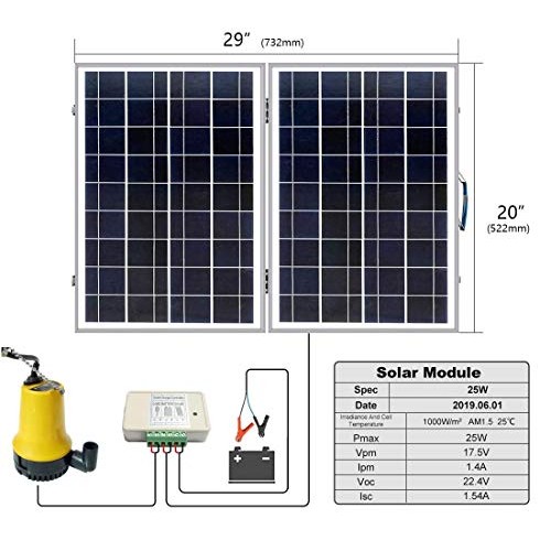 Pumplus 40W Foldable Solar Panel with 12V Large Flow Solar Water P...