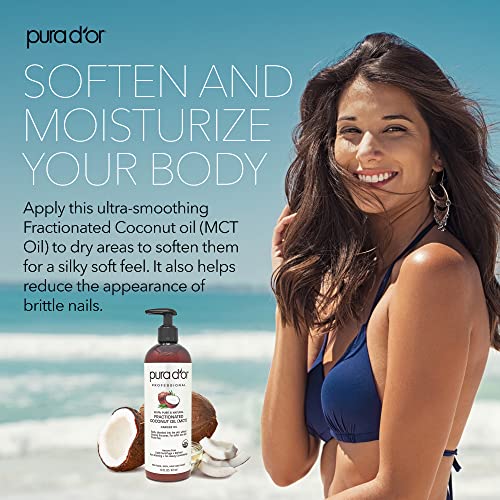 PURA DOR Organic Fractionated Coconut Oil 16oz USDA Certified 1...