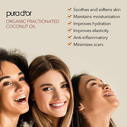 PURA DOR Organic Fractionated Coconut Oil 16oz USDA Certified 1...