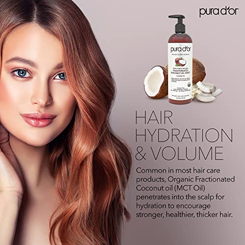 PURA DOR Organic Fractionated Coconut Oil 16oz USDA Certified 1...