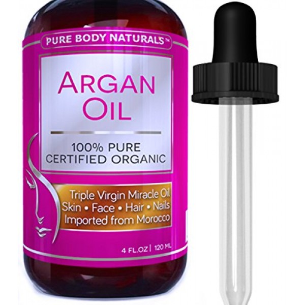 Pure Body Naturals Organic Argan Oil for Skin, Face, Hair & Nails,...