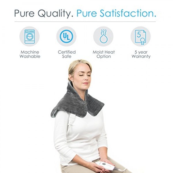 Pure Enrichment PureRelief Neck and Shoulder Heating Pad Charcoal...