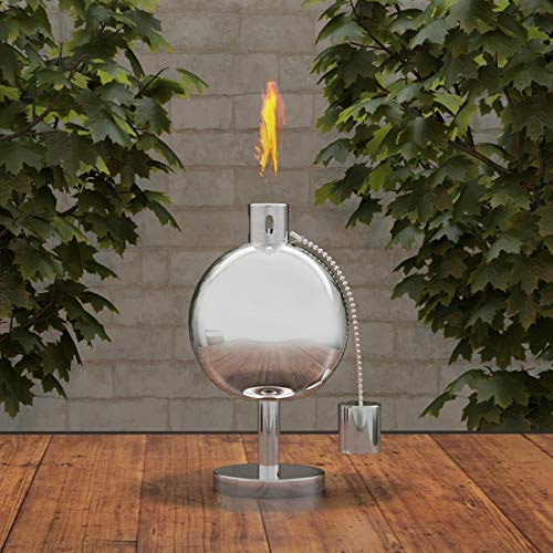 Pure Garden 50-220 Tabletop Torch Lamp-10” Stainless Steel Outdoor...
