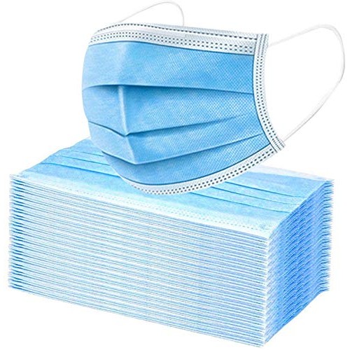 PURE GEM Pack of 100 Single Use Disposable Blue Face Mask, Soft ...