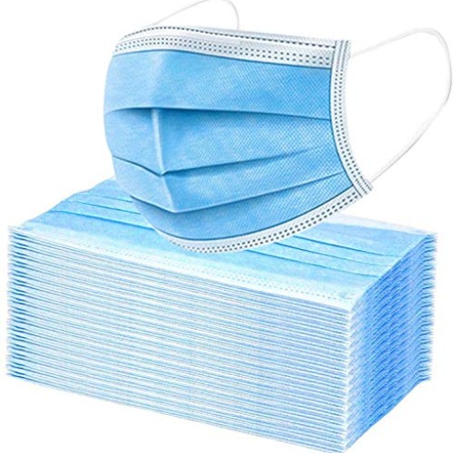 PURE GEM Pack of 100 Single Use Disposable Blue Face Mask, Soft ...