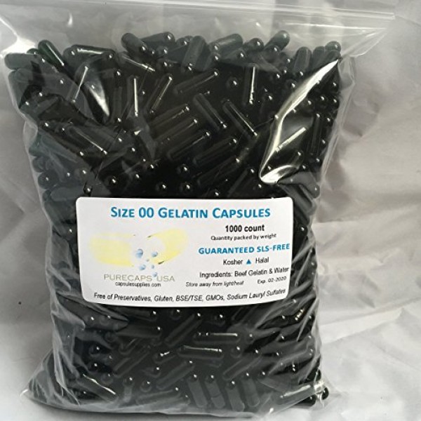 PurecapsUSA - 1,000 Size 00 Fillable Chlorophyll Color Empty Gelat...