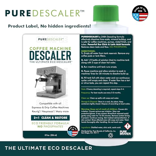 PUREDESCALER 2 Pack, 2 Uses Per Bottle Universal Coffee Machine ...