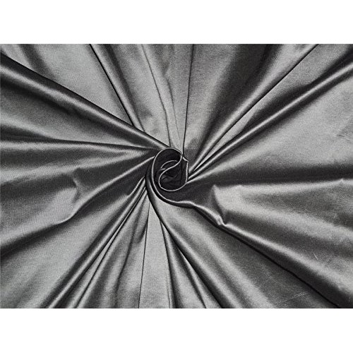 100% Pure Silk Taffeta Fabric Blackish Grey x Ivory Colour 54 by ...