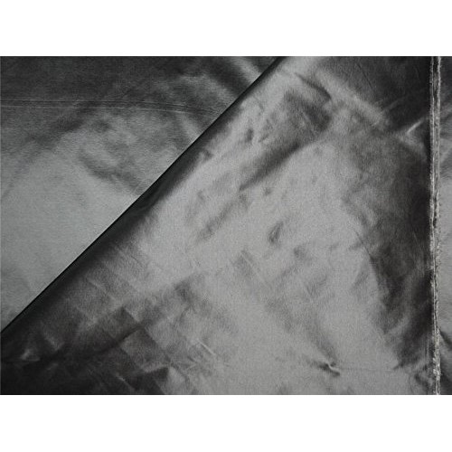 100% Pure Silk Taffeta Fabric Blackish Grey x Ivory Colour 54 by ...