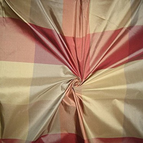 100% Pure Silk Taffeta Fabric Multi Color drapery plaids 54 By th...