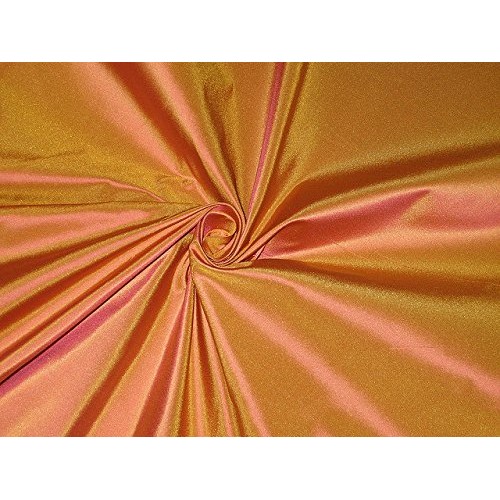 100% pure silk taffeta fabric orange x pink shot color 54 by the ...