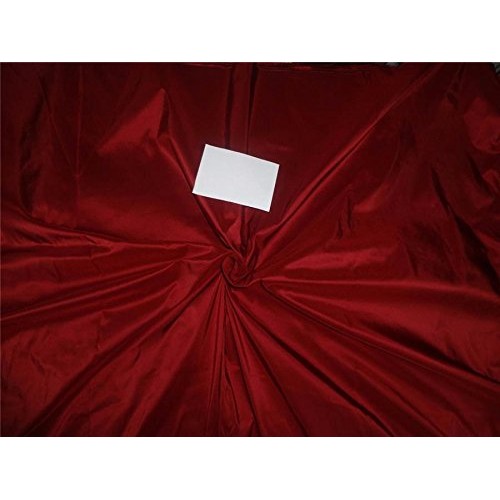 100% pure silk taffeta fabric red wine 54 inch wide-40 mm weight H...