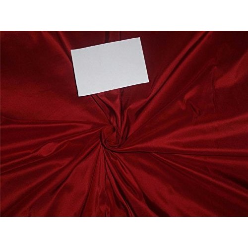 100% pure silk taffeta fabric red wine 54 inch wide-40 mm weight H...