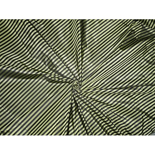 Pure Silk Taffeta Fabric Iridescent Lime Yellow/Green & Black Colo...