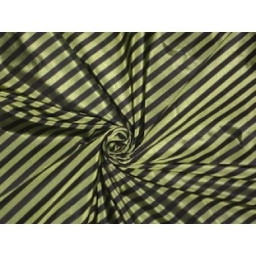 Pure Silk Taffeta Fabric Iridescent Lime Yellow/Green & Black Colo...
