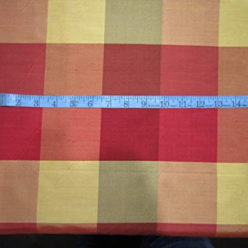 Puresilks 100% Pure Silk Dupioni Fabric Plaids 54 Multi Color Sha...