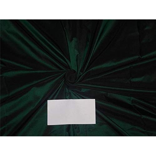 Puresilks 100% Silk Taffeta Fabric Bottle Green x Black Color 54 ...