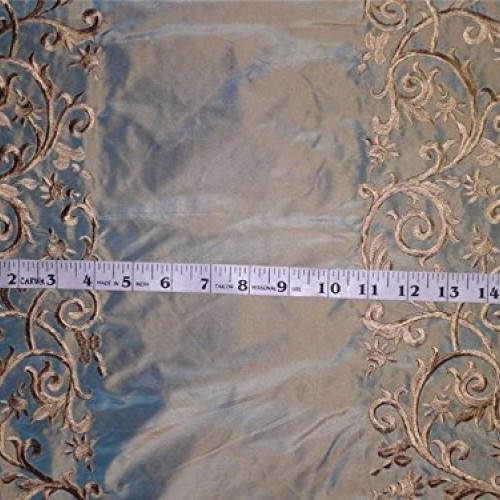 Puresilks Silk Taffeta Iridescent Beige X ICY Blue Shot with Golde...