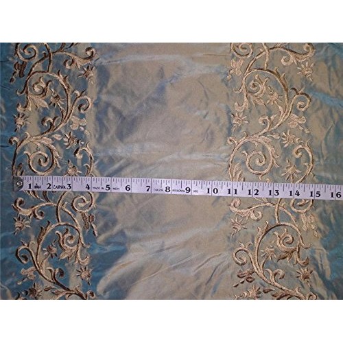 Puresilks Silk Taffeta Iridescent Beige X ICY Blue Shot with Golde...