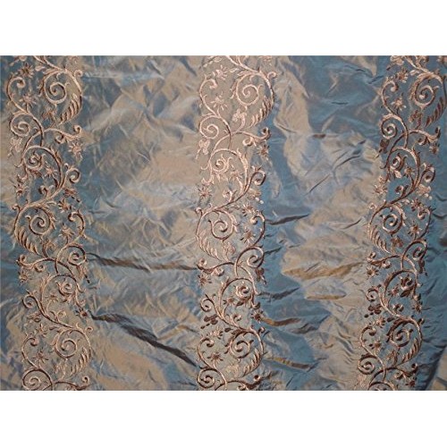 Puresilks Silk Taffeta Iridescent Beige X ICY Blue Shot with Golde...