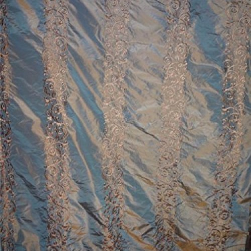 Puresilks Silk Taffeta Iridescent Beige X ICY Blue Shot with Golde...