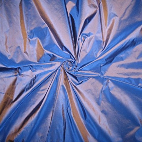 SILK TAFFETA FABRIC 44 ELECTRIC BLUE WITH BROWN SHOT - Hobbies,Ho...
