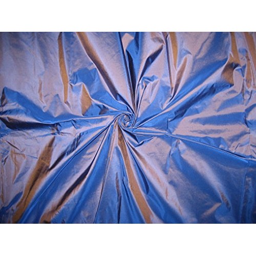 SILK TAFFETA FABRIC 44 ELECTRIC BLUE WITH BROWN SHOT - Hobbies,Ho...