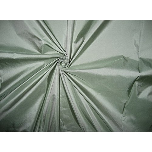 Silk Taffeta Fabric Mint Green with Ivory Shot Colour 54 by The Y...