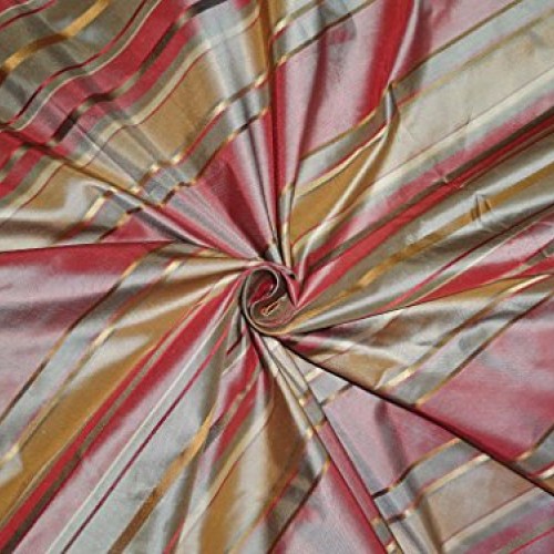 Silk Taffeta Fabric Multi Colour with Satin Stripes 54