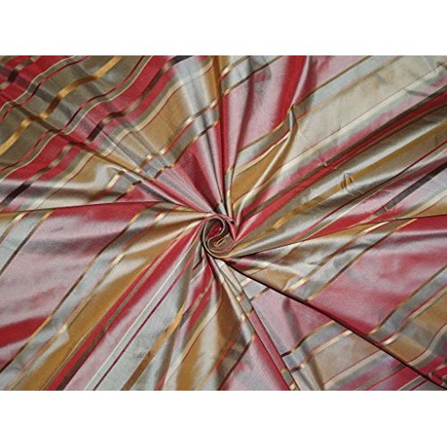Silk Taffeta Fabric Multi Colour with Satin Stripes 54