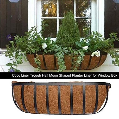 English Horse Trough Planter, 24-Inch Trough Planter with Coco Lin...