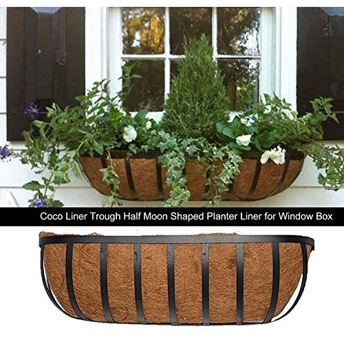 English Horse Trough Planter, 24-Inch Trough Planter with Coco Lin...