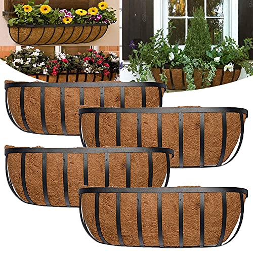 English Horse Trough Planter, 24-Inch Trough Planter with Coco Lin...