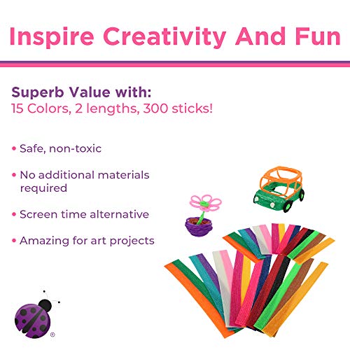 Mega Mix Pack of Kids Wax Craft Sticks - 15 Colors, 2 Lengths - 6 ...