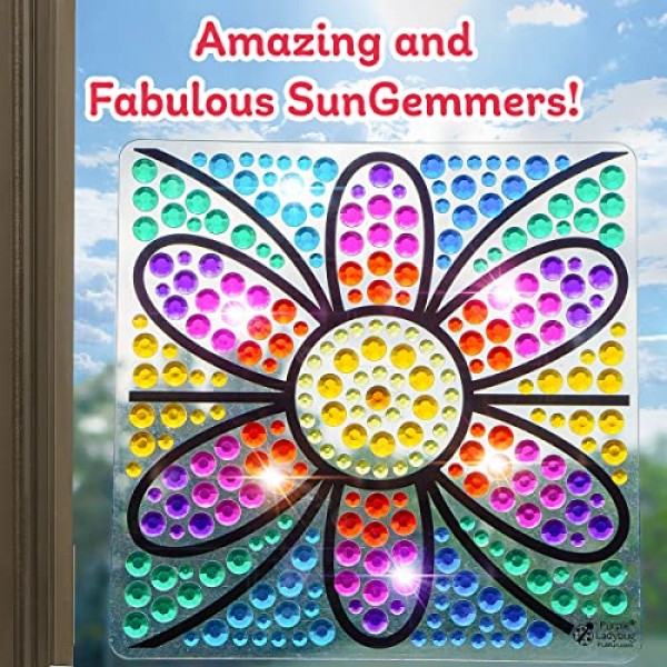 Purple Ladybug SUNGEMMERS Window Art Suncatcher Kits - Great Birthday Gift Idea, 6 7 8 9 10 11 12 Year Old Girl - Fun Arts for Kids, Spring