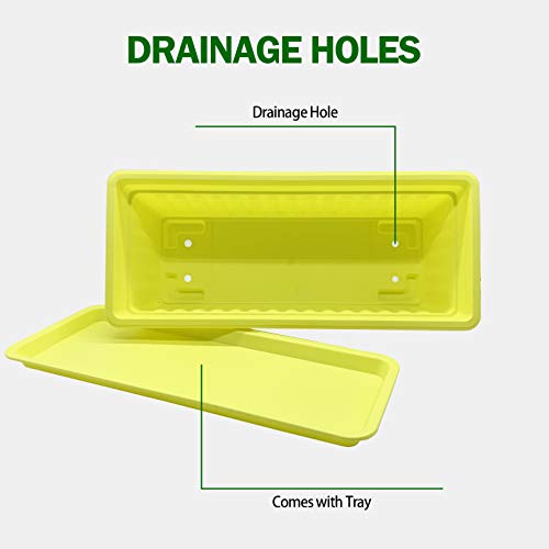 4 Packs 17 Inch Rectangular Window Flower Box Planter with Tray fo...