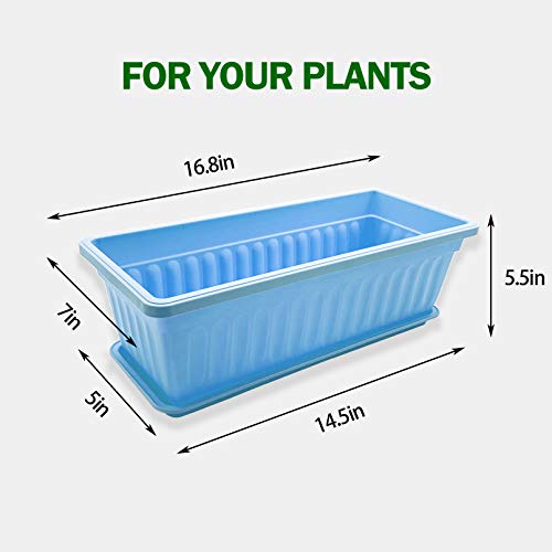 4 Packs 17 Inch Rectangular Window Flower Box Planter with Tray fo...
