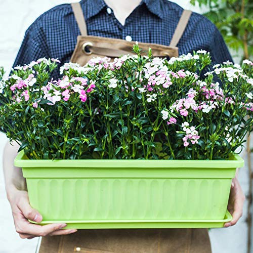 4 Packs 17 Inch Rectangular Window Flower Box Planter with Tray fo...