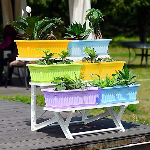 4 Packs 17 Inch Rectangular Window Flower Box Planter with Tray fo...