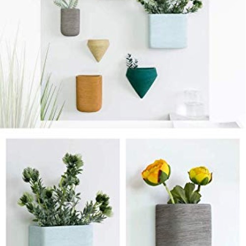 Purzest Ceramic Hanging Planters Geometric Wall Decor Container Fl...