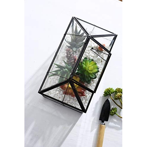 Purzest Glass Terrarium, House Shape Geometric Succulent Terrarium...