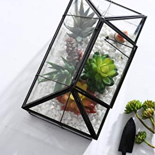 Purzest Glass Terrarium, House Shape Geometric Succulent Terrarium...