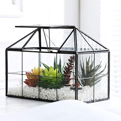 Purzest Glass Terrarium, House Shape Geometric Succulent Terrarium...