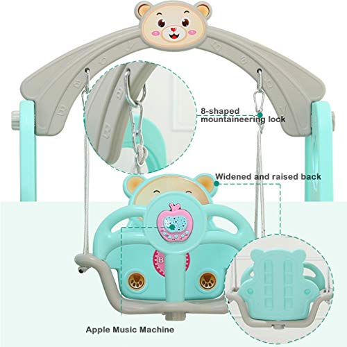 Toddler Slide and Swing Set 5 in 1 with Pool Ball Music Basketball...