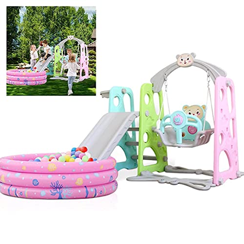 Toddler Slide and Swing Set 5 in 1 with Pool Ball Music Basketball...