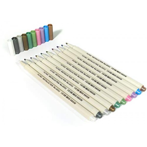 PuTwo Metallic Markers, 10 Assorted Colors Water Proof Metallic Pa...